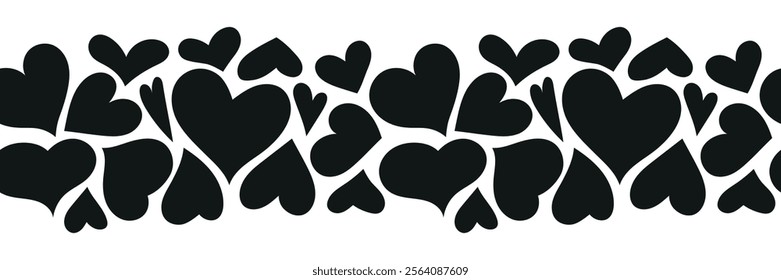 Valentine's day seamless border. Heart silhouette. Vector illustration for holiday design