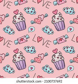 valentine's day seamless cute objects vector 