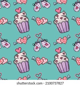 valentine's day seamless cute objects vector 