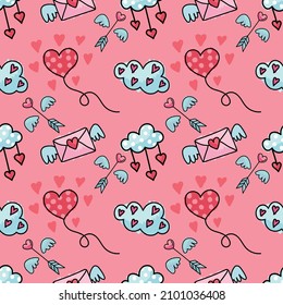 valentine's day seamless cute objects vector 