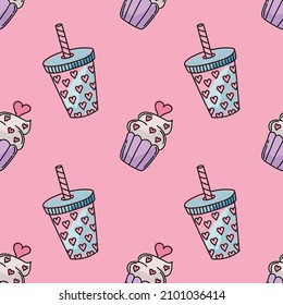 valentine's day seamless cute objects vector 