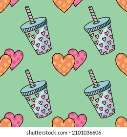 valentine's day seamless cute objects vector 