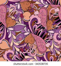 Valentines day seamless doodle pattern. Romantic seamless patterns. Valentine's day textures 