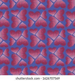 Valentine's day seamless hearts pattern. Geometric shapes on a blue background.