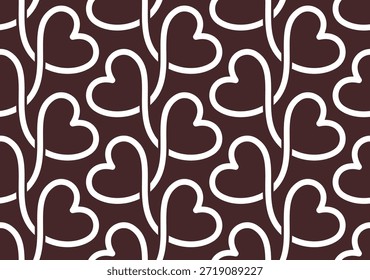 Valentine's Day Seamless Line Pattern with Heart-Shaped Love Motif