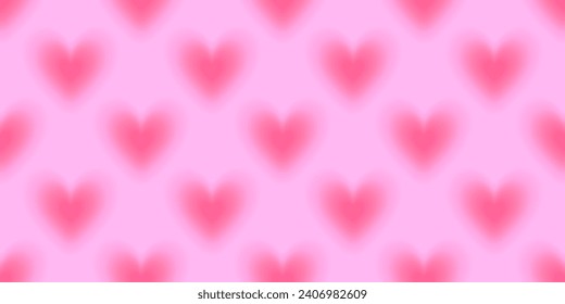 Valentines Day seamless pattern in 90s style.Romantic vector illustration in y2k aesthetic with pink blurred hearts.Modern wallpaper for smm,fabric,invitations,prints,promo offers.