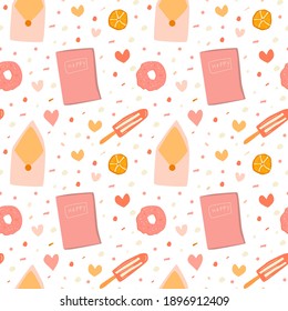 Valentines day seamless pattern, background, vector, baby,candy
