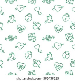 Valentines Day seamless pattern background holiday green