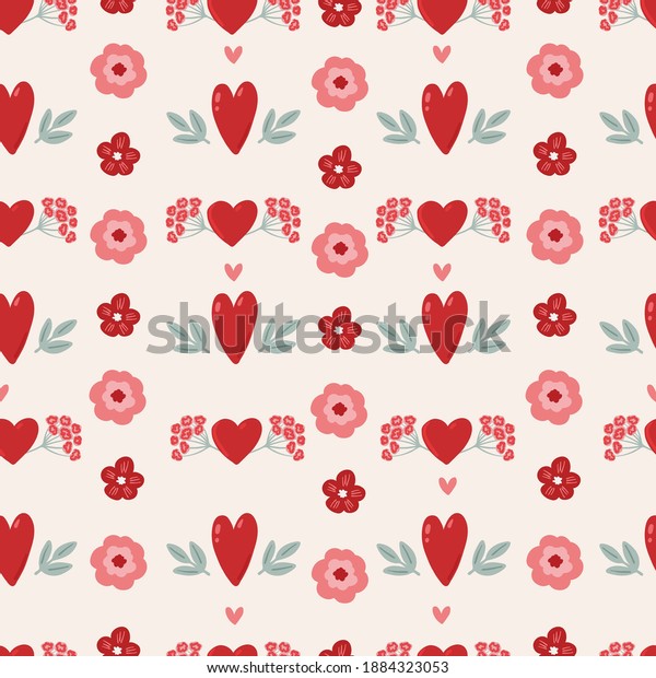 Valentine\'s day seamless pattern background with\
simple hand drawn hearts, bohemian Valnetine\'s day collection. Love\
Digital paper for scarpbooking, fabric, textile, wallpaper,\
stationery design.