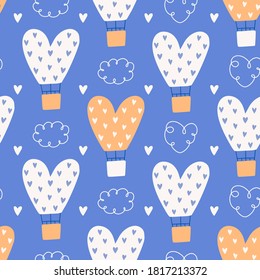 Valentine's Day seamless pattern with balloon. Romantic design for wrapping paper, fabrics, covers and cards. Vector holiday illustration.