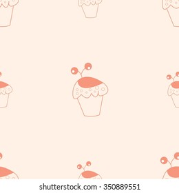 Valentine's day seamless pattern with cakes. Vector illustration