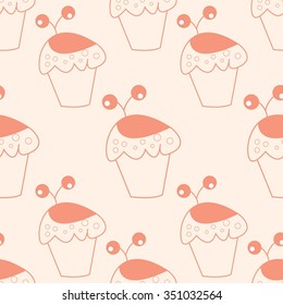 Valentine's day seamless pattern with cakes. Vector illustration