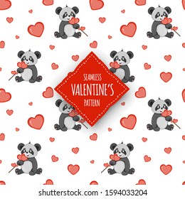 Valentine's Day seamless pattern. Cartoon style. Vector illustration