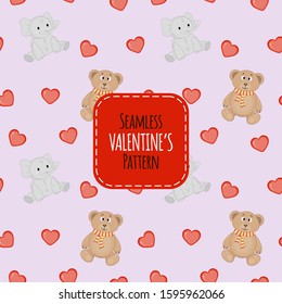 Valentine's Day seamless pattern. Cartoon style. Vector illustration
