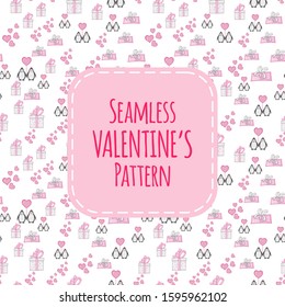 Valentine's Day seamless pattern. Cartoon style. Vector illustration