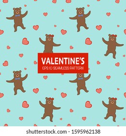 Valentine's Day seamless pattern. Cartoon style. Vector illustration