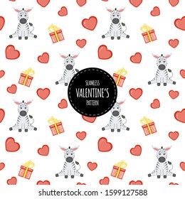 Valentine's Day seamless pattern. Cartoon style. Vector illustration