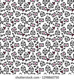 Valentine's Day Seamless Pattern - Cute Valentine design in hand drawn style