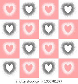 Valentine's Day seamless pattern. Cute print for textiles. Doodle style hearts drawn by hand. Vector illustration.