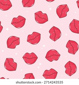 Patrón sin fisuras del día de San Valentín con los garabatos lindos de los labios para el Fondo de pantalla, impresiones textiles, papel de embalaje, fondos, Anuncios, embalaje del producto, etc. EPS 10