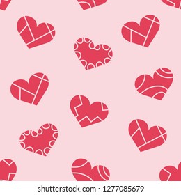 Valentine's day seamless pattern with decorative broken hearts. Vector illustration. EPS10