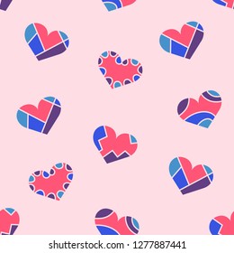 Valentine's day seamless pattern with decorative broken hearts. Vector illustration. EPS10