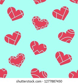 Valentine's day seamless pattern with decorative broken hearts. Vector illustration. EPS10