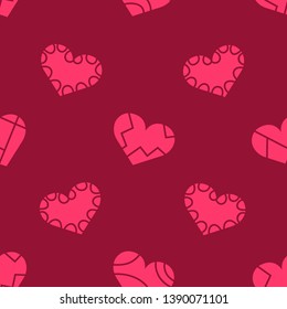 Valentine's day seamless pattern with decorative broken hearts. Vector illustration. EPS10
