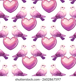 Valentine's Day seamless pattern with decorative hearts on a black background. Wedding ring seamless pattern with hearts