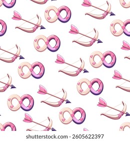 Valentine's Day seamless pattern with decorative hearts on a black background. Wedding ring seamless pattern with hearts
