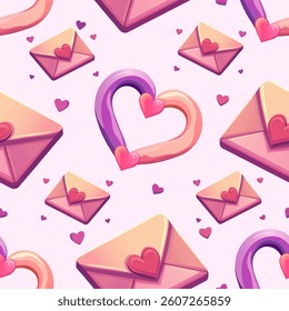 Valentine's Day seamless pattern with decorative hearts on a black background. Wedding ring seamless pattern with hearts