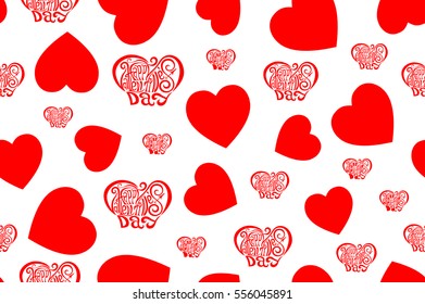 Valentines Day seamless pattern design. Red on white background. Vector illustration