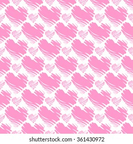 Valentine's day seamless pattern. Endless texture with hearts in red and white. Vector illustration in flat design style. For invitations, scrapbooking, cards, posters.