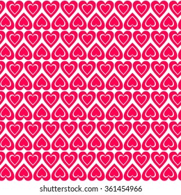 Valentine's day seamless pattern. Endless texture with hearts in red and white. Vector illustration in flat design style. For invitations, scrapbooking, cards, posters.