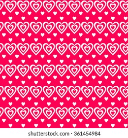Valentine's day seamless pattern. Endless texture with hearts in red and white. Vector illustration in flat design style. For invitations, scrapbooking, cards, posters.