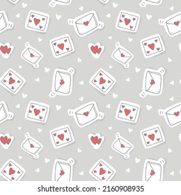 Valentine's Day seamless pattern with envelopes and hearts 