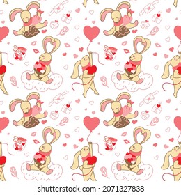 Valentine's day. Seamless pattern for  fabric, wrapping, textile, wallpaper, apparel. Vector.