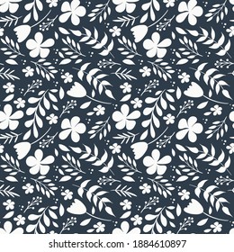 Valentine's Day. Seamless pattern floral with flowers,  leaves. Design for poster, banner, flyer, web, card, party, invitation, wallpaper, paper, wedding, mom or mother day.