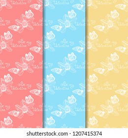 Valentine's Day seamless pattern flower and butterfly