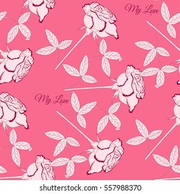 Valentines Day Seamless Pattern with Flowers. Vector illustration