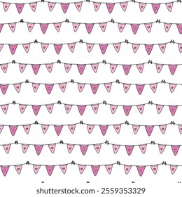 Valentine's day seamless pattern with garlands of flags for wallpaper, textile prints, scrapbooking, wrapping paper, stationery, etc. EPS 10