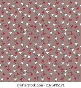 Valentines Day seamless pattern heart. Decorative heart background with valentines hearts. Vector illustration.