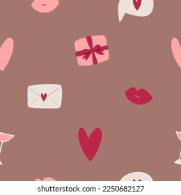 valentines day seamless pattern, heart digital paper, couple love clipart, valentines day party clip art, Vector illustration in flat cartoon style.