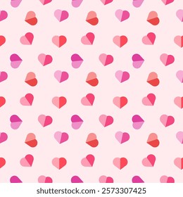 Valentine's Day seamless pattern with heart motifs, romantic February 14th design, pink and red love-themed background, cute love heart pattern, romantic holiday decoration