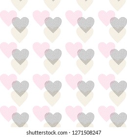 Valentines Day seamless pattern with hearts. Vector illustration.