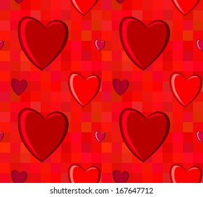 Valentines Day seamless pattern with hearts on tiles