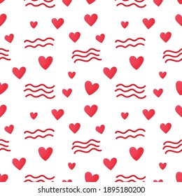 Valentines day seamless pattern with hearts. Vector illustration.
