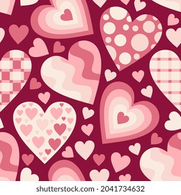 Valentine's day seamless pattern with hearts. Beautiful vector design.