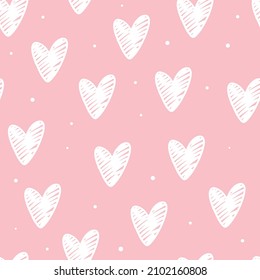 Valentine's day seamless pattern with hearts on pink background. Good for posters, textile prints, backgrounds, wrapping paper, scrapbooking, etc. EPS 10