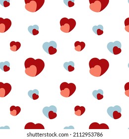 Valentines Day seamless pattern with hearts. Vector for paper, wallpaper, fabric, interior design.